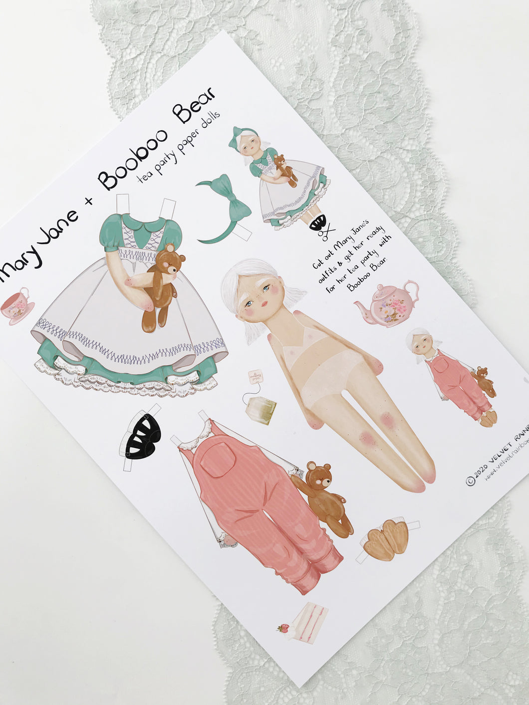 Mary Jane & Booboo Bear | PAPER DOLL | Instant PDF Download
