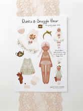 Load image into Gallery viewer, Dahlia & Snuggle Bear | PAPER DOLL | Instant PDF Download