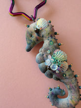 Load image into Gallery viewer, Midnight Reef | SEAHORSE BAG CHARM | Textile Art Sculpture