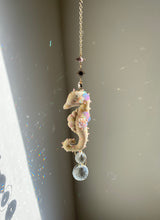 Load image into Gallery viewer, Champagne Halo | SEAHORSE SUN CATCHER | Textile Art Sculpture