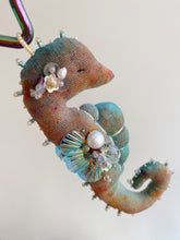Load image into Gallery viewer, Seafoam Cocoa  | SEAHORSE BAG CHARM | Textile Art Sculpture