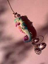 Load image into Gallery viewer, Electric Bloom | SEAHORSE SUN CATCHER | Textile Art Sculpture
