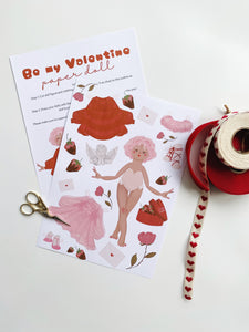Be My Valentine | GIRL PAPER DOLL | Instant PDF Download