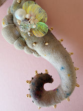 Load image into Gallery viewer, Moonlit Pearl | SEAHORSE BAG CHARM | Textile Art Sculpture