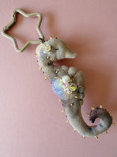 Load image into Gallery viewer, Moonlit Pearl | SEAHORSE BAG CHARM | Textile Art Sculpture