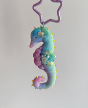 Load image into Gallery viewer, Electric Lagoon | SEAHORSE BAG CHARM | Textile Art Sculpture