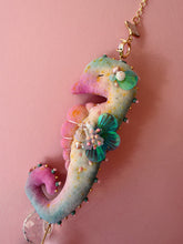 Load image into Gallery viewer, Electric Bloom | SEAHORSE SUN CATCHER | Textile Art Sculpture
