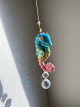 Load image into Gallery viewer, Papaya Gleam | SEAHORSE SUN CATCHER | Textile Art Sculpture