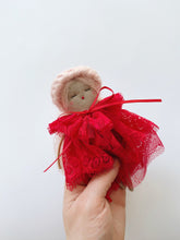 Load image into Gallery viewer, Pocket Valentines Doll | Long Red Lace Dress / Braided Hair