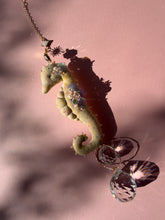 Load image into Gallery viewer, Champagne Halo | SEAHORSE SUN CATCHER | Textile Art Sculpture