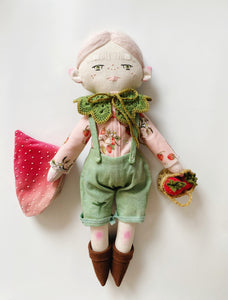 STRAWBERRY ELF | 14.5” Heirloom Cloth Doll