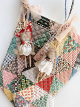 Load image into Gallery viewer, Hanging Doll Patchwork Stocking (pigtail doll).