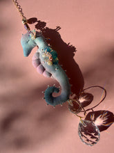 Load image into Gallery viewer, Azure Daydream | SEAHORSE SUN CATCHER | Textile Art Sculpture