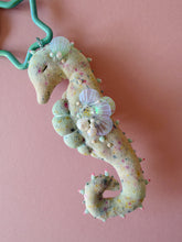 Load image into Gallery viewer, Seafoam Mist | SEAHORSE BAG CHARM | Textile Art Sculpture