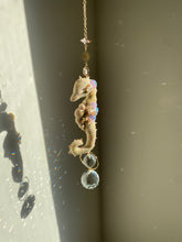 Load image into Gallery viewer, Champagne Halo | SEAHORSE SUN CATCHER | Textile Art Sculpture
