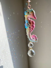 Load image into Gallery viewer, Electric Bloom | SEAHORSE SUN CATCHER | Textile Art Sculpture