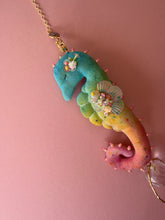 Load image into Gallery viewer, Papaya Gleam | SEAHORSE SUN CATCHER | Textile Art Sculpture