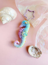 Load image into Gallery viewer, Electric Lagoon | SEAHORSE BAG CHARM | Textile Art Sculpture