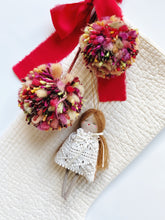 Load image into Gallery viewer, Hanging Doll &amp; Pom Set Stocking | Christmas Red