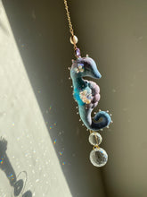 Load image into Gallery viewer, Azure Daydream | SEAHORSE SUN CATCHER | Textile Art Sculpture