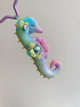 Load image into Gallery viewer, Electric Lagoon | SEAHORSE BAG CHARM | Textile Art Sculpture