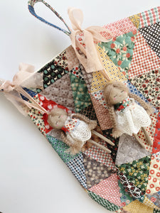 Hanging Doll Patchwork Stocking (pigtail doll).