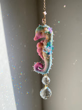 Load image into Gallery viewer, Electric Bloom | SEAHORSE SUN CATCHER | Textile Art Sculpture