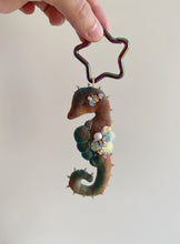 Load image into Gallery viewer, Seafoam Cocoa  | SEAHORSE BAG CHARM | Textile Art Sculpture
