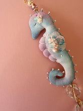Load image into Gallery viewer, Azure Daydream | SEAHORSE SUN CATCHER | Textile Art Sculpture