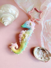 Load image into Gallery viewer, Rainbow Pearl | SEAHORSE BAG CHARM | Textile Art Sculpture