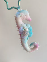 Load image into Gallery viewer, Sapphire Mist | SEAHORSE BAG CHARM | Textile Art Sculpture