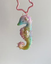 Load image into Gallery viewer, Rainbow Pearl | SEAHORSE BAG CHARM | Textile Art Sculpture