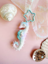 Load image into Gallery viewer, Sapphire Mist | SEAHORSE BAG CHARM | Textile Art Sculpture