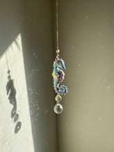 Load image into Gallery viewer, Azure Daydream | SEAHORSE SUN CATCHER | Textile Art Sculpture