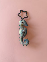 Load image into Gallery viewer, Midnight Reef | SEAHORSE BAG CHARM | Textile Art Sculpture