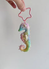 Load image into Gallery viewer, Rainbow Pearl | SEAHORSE BAG CHARM | Textile Art Sculpture