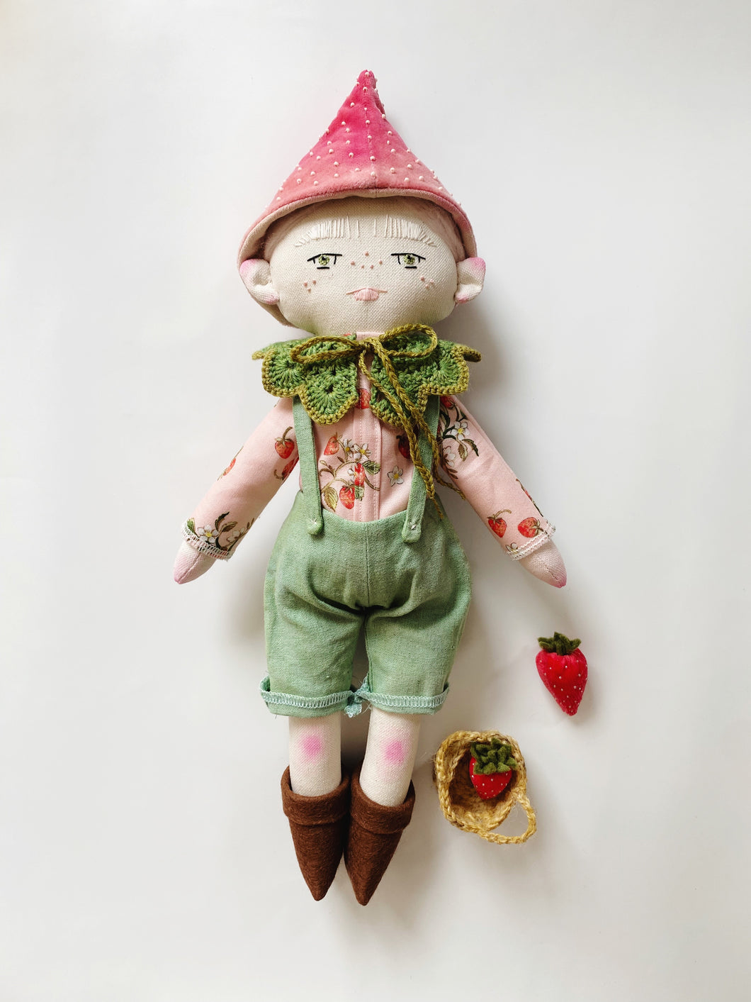STRAWBERRY ELF | 14.5” Heirloom Cloth Doll