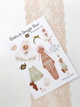 Load image into Gallery viewer, Dahlia &amp; Snuggle Bear | PAPER DOLL | Instant PDF Download